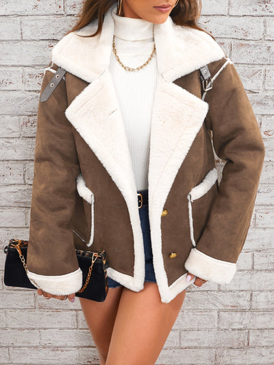 Lapel plysch jakke