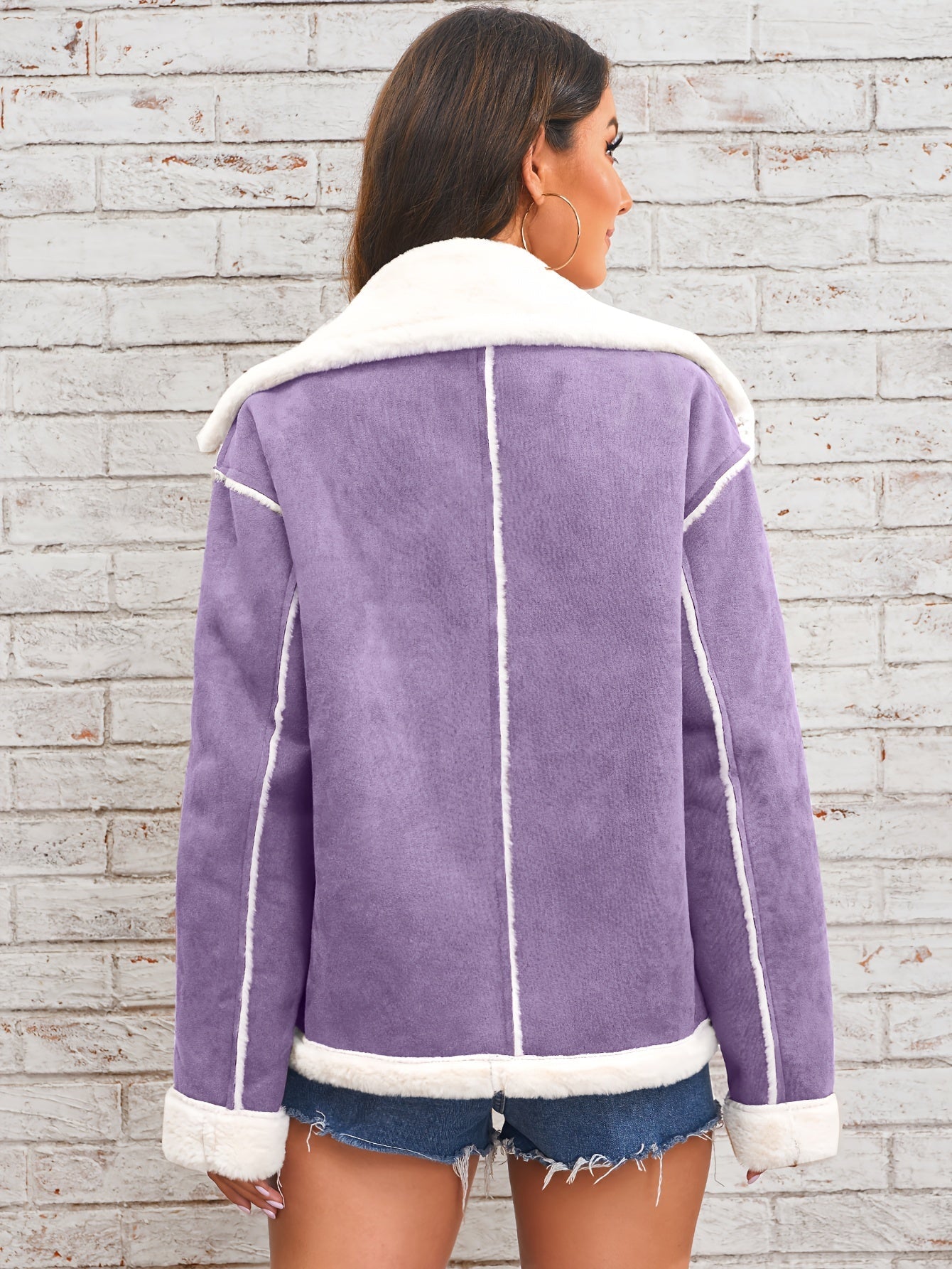 Lapel plysch jakke