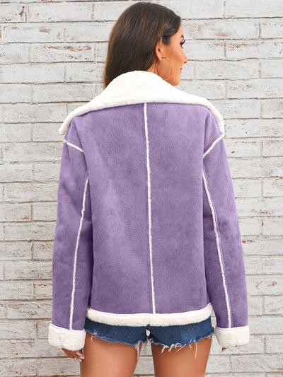 Lapel plysch jakke