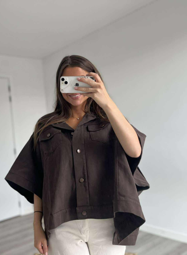 VICKY - Oversized Jeansskjorte Choco