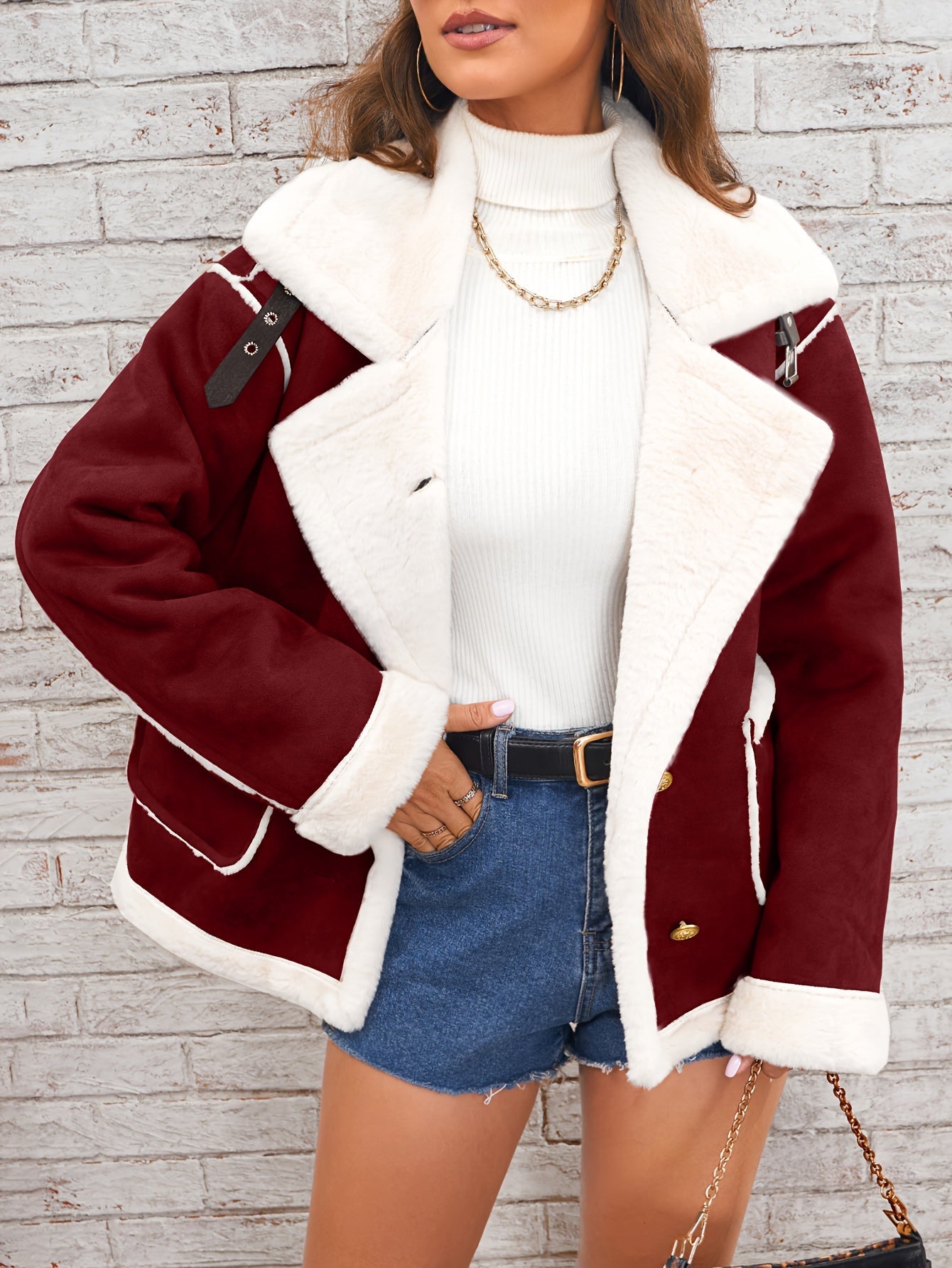 Lapel plysch jakke