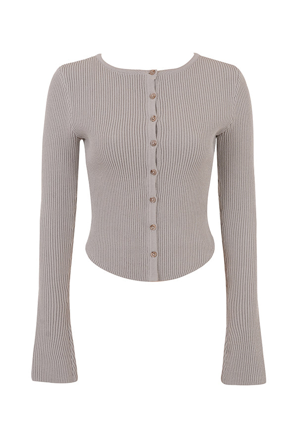 Ribbestrikket cardigan med leggings