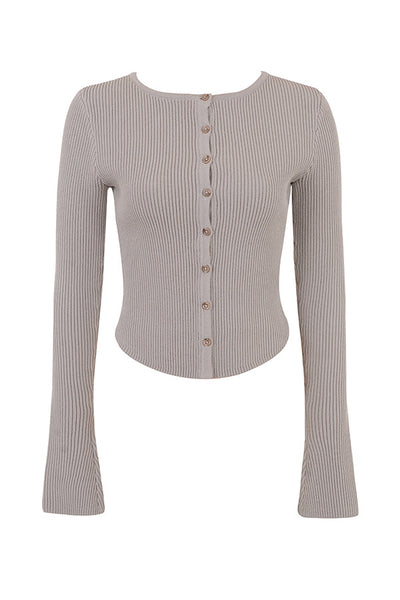 Ribbestrikket cardigan med leggings