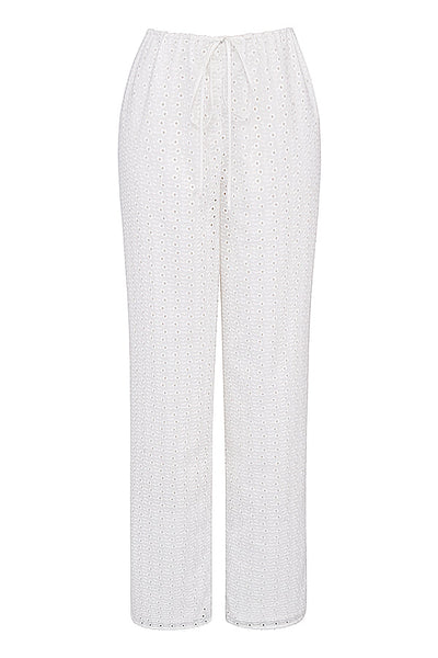 Vit broderie anglais bralette topp med bukser
