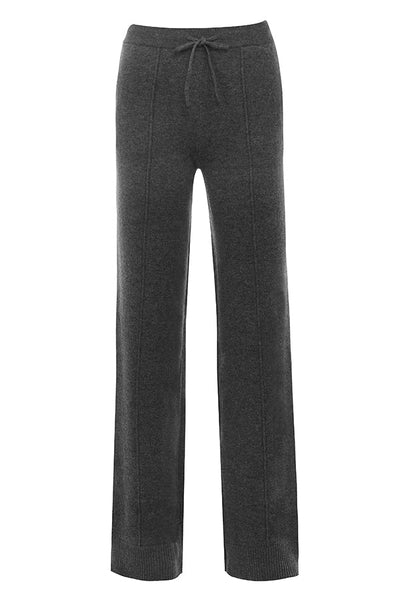 Antracitfarget cardigan i kashmirblanding med belte, bralette og bukser