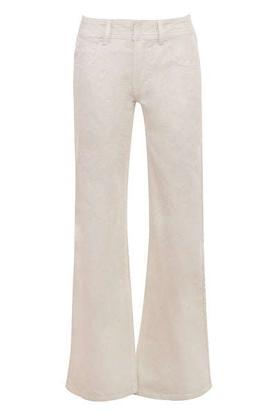 Elfenbensfarget jeansskjorte med utsvungne jeans med vide ben