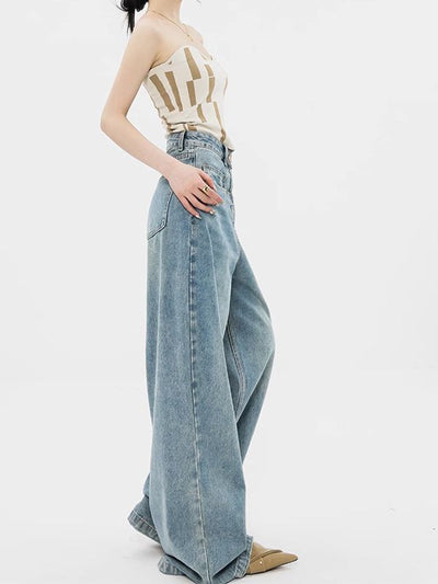 Høyt midjede jeans med vide ben