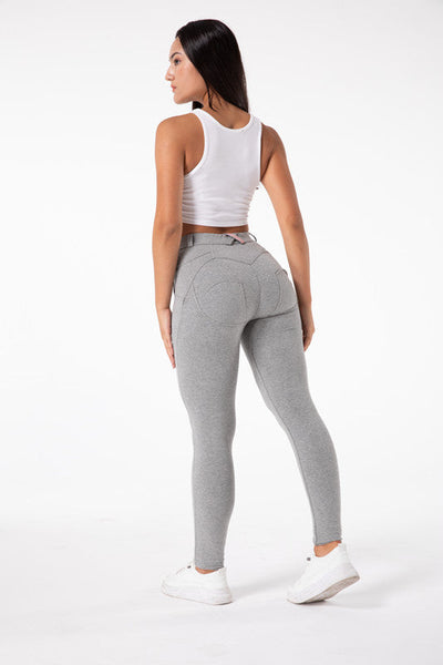 Tette lysegrå leggings med høy midje