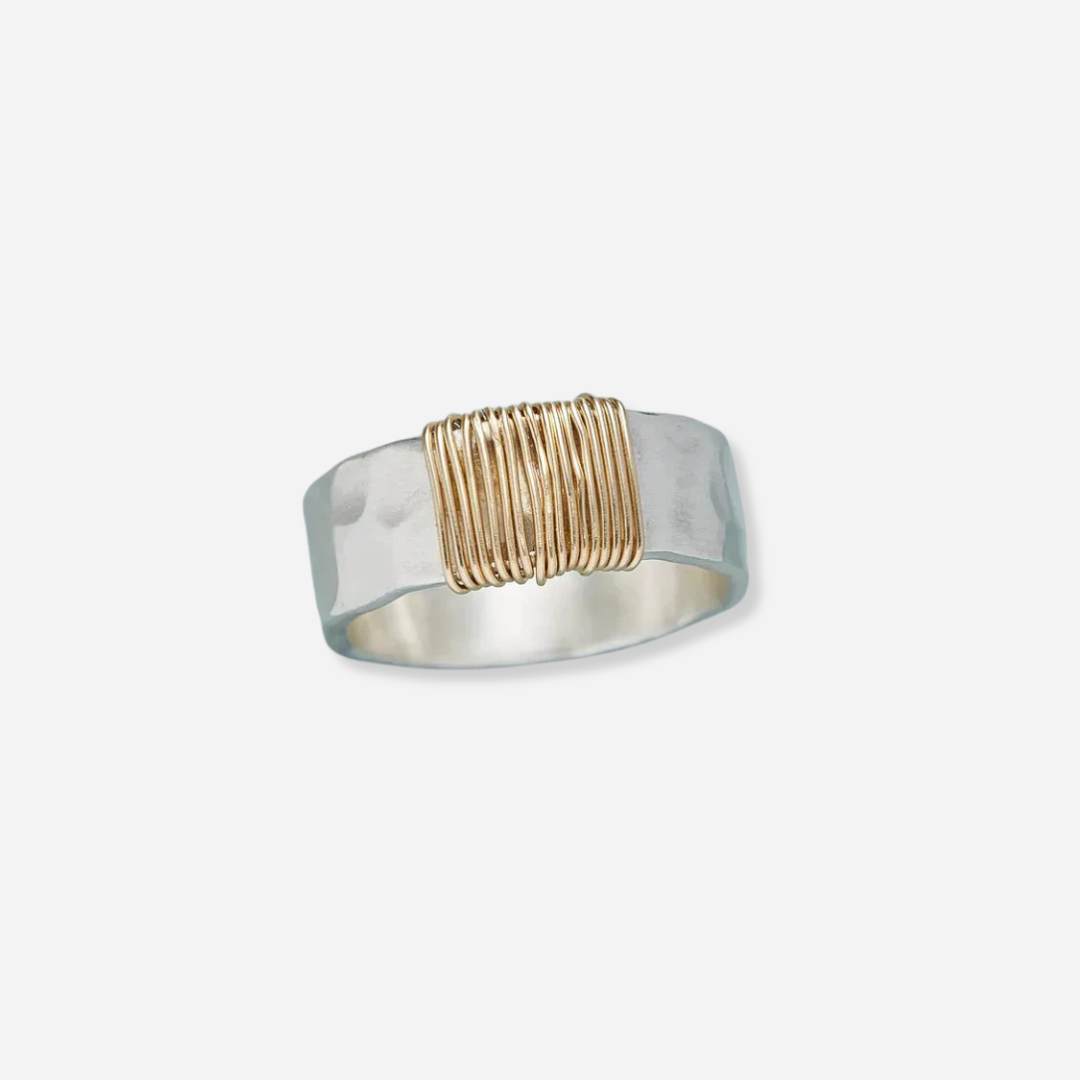 Vintage Gull Tråd Sølv Ring