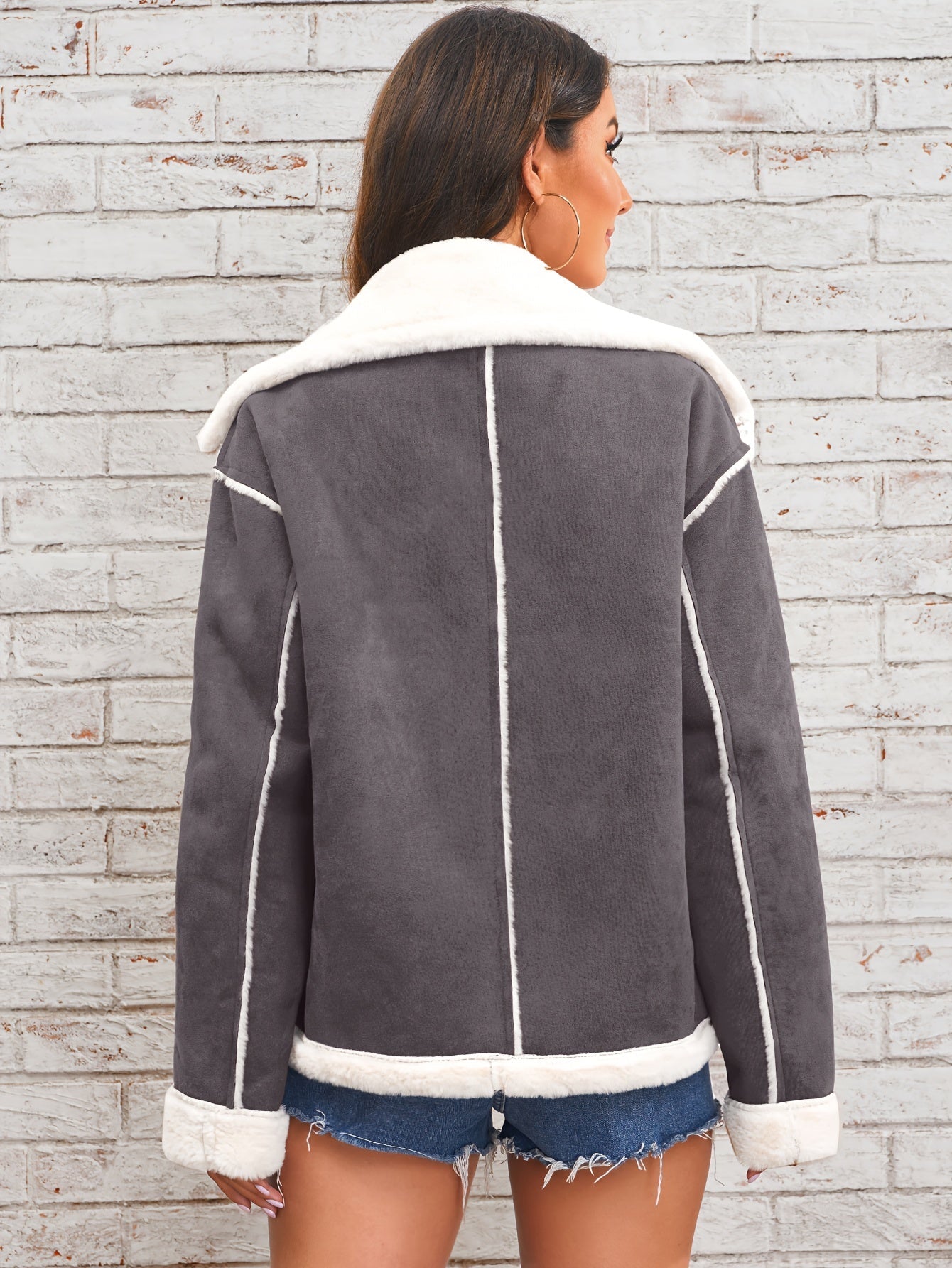 Lapel plysch jakke
