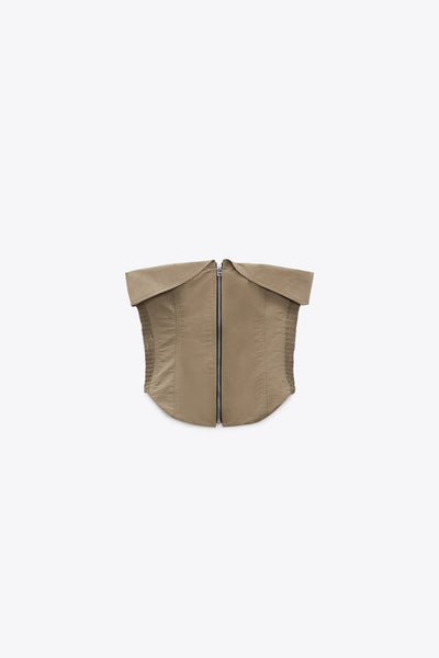 Bustier med glidelås og bukser i ett sett