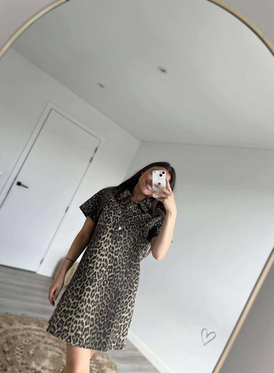 MAYA - Leopard Jeanskjole