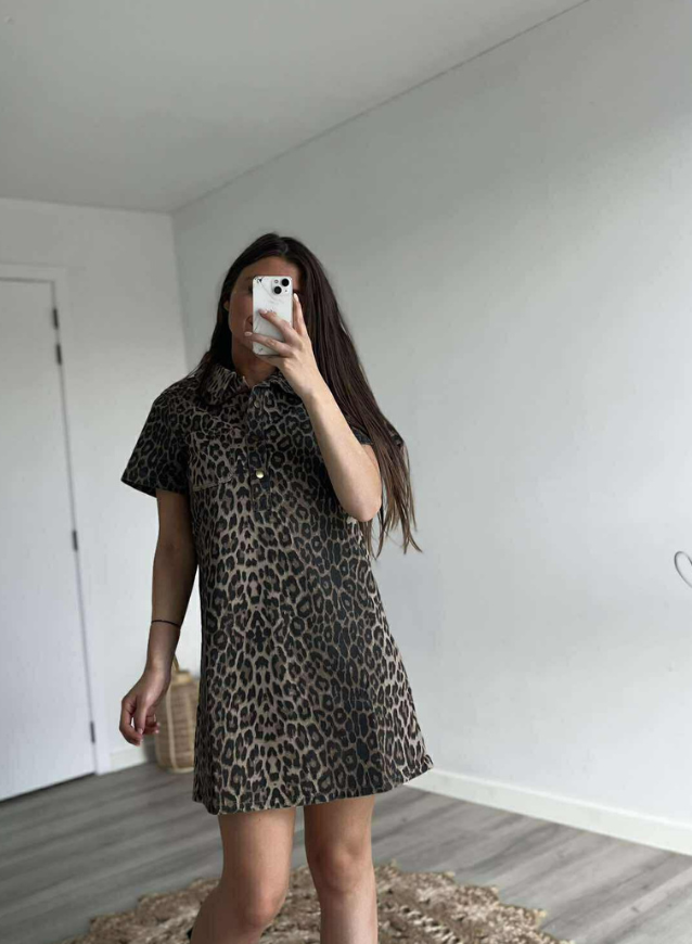MAYA - Leopard Jeanskjole