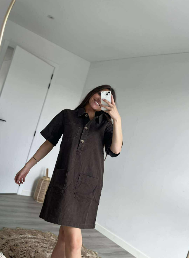 LOUA - Jeanskjole mørkebrun