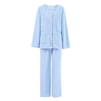 Blå langermet ullpyjamas for kvinner