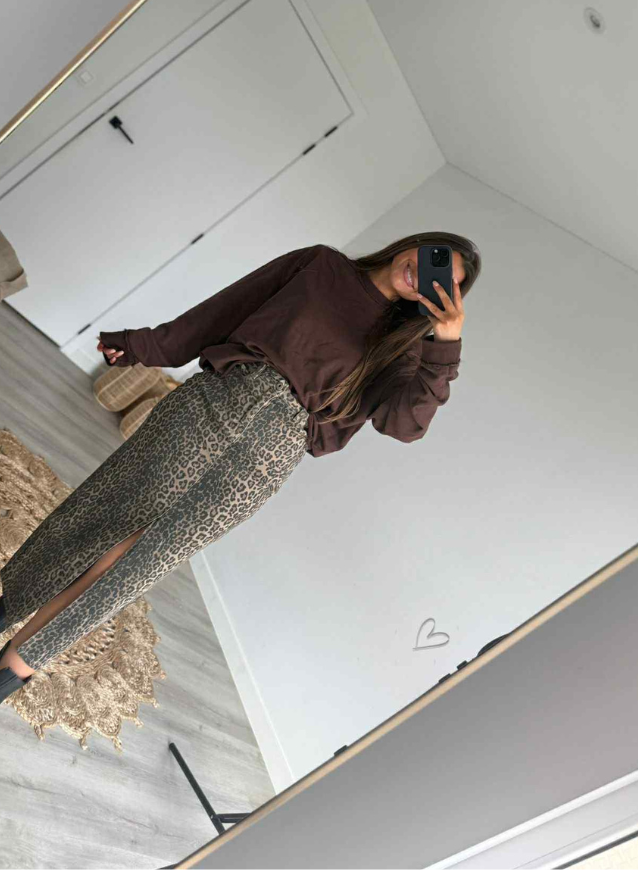 Amina - Jeans Leopard Skjørt