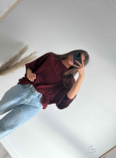 LAURA - Oversized t-skjorte bordeaux