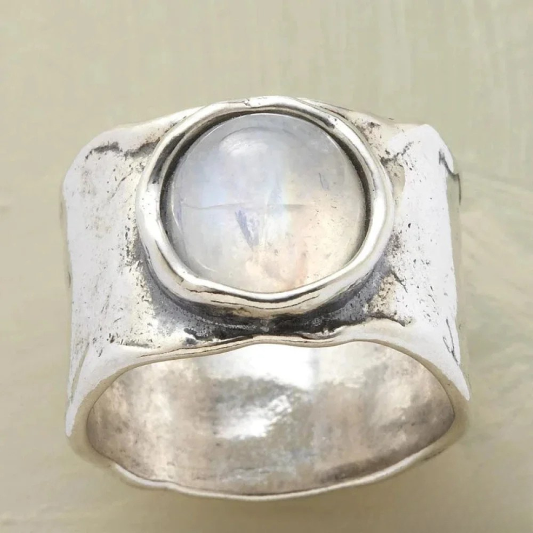 Sølv Månestein Ring