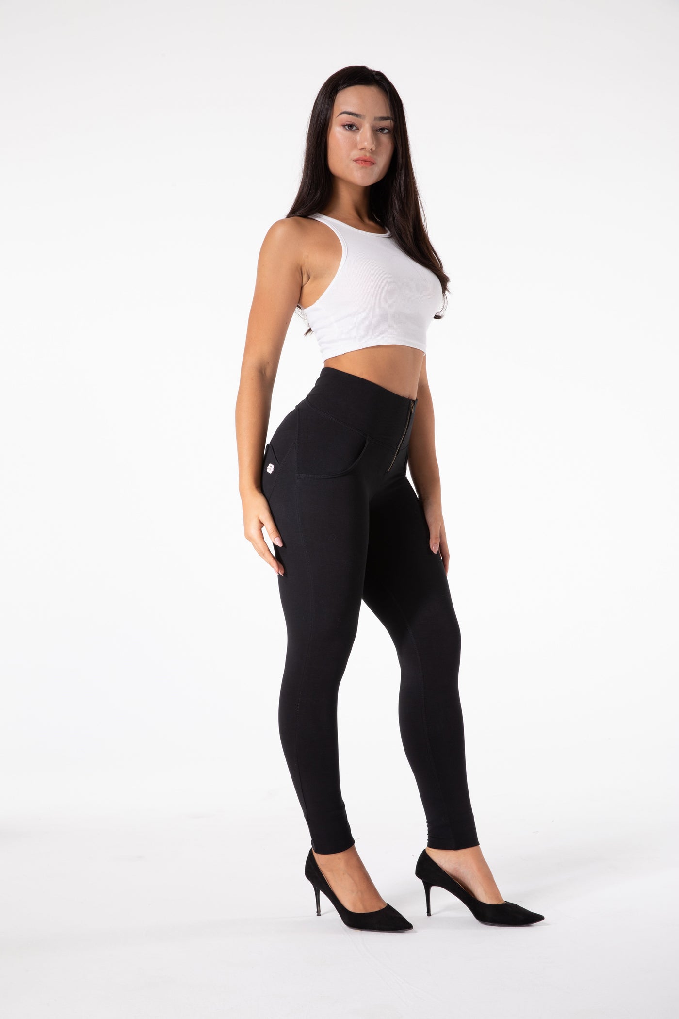 Høy midje svarte leggings