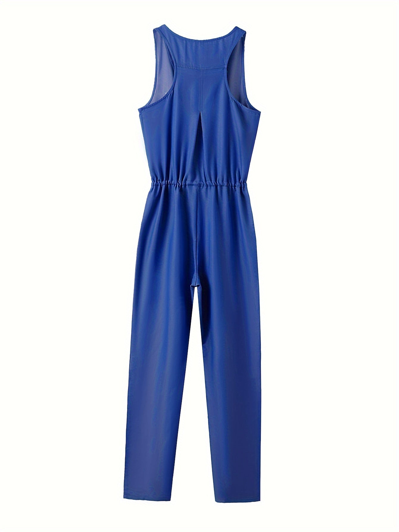 Denim jumpsuit med glidelås foran og belte i midjen