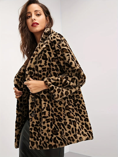 Myk jakke med leopardmønster