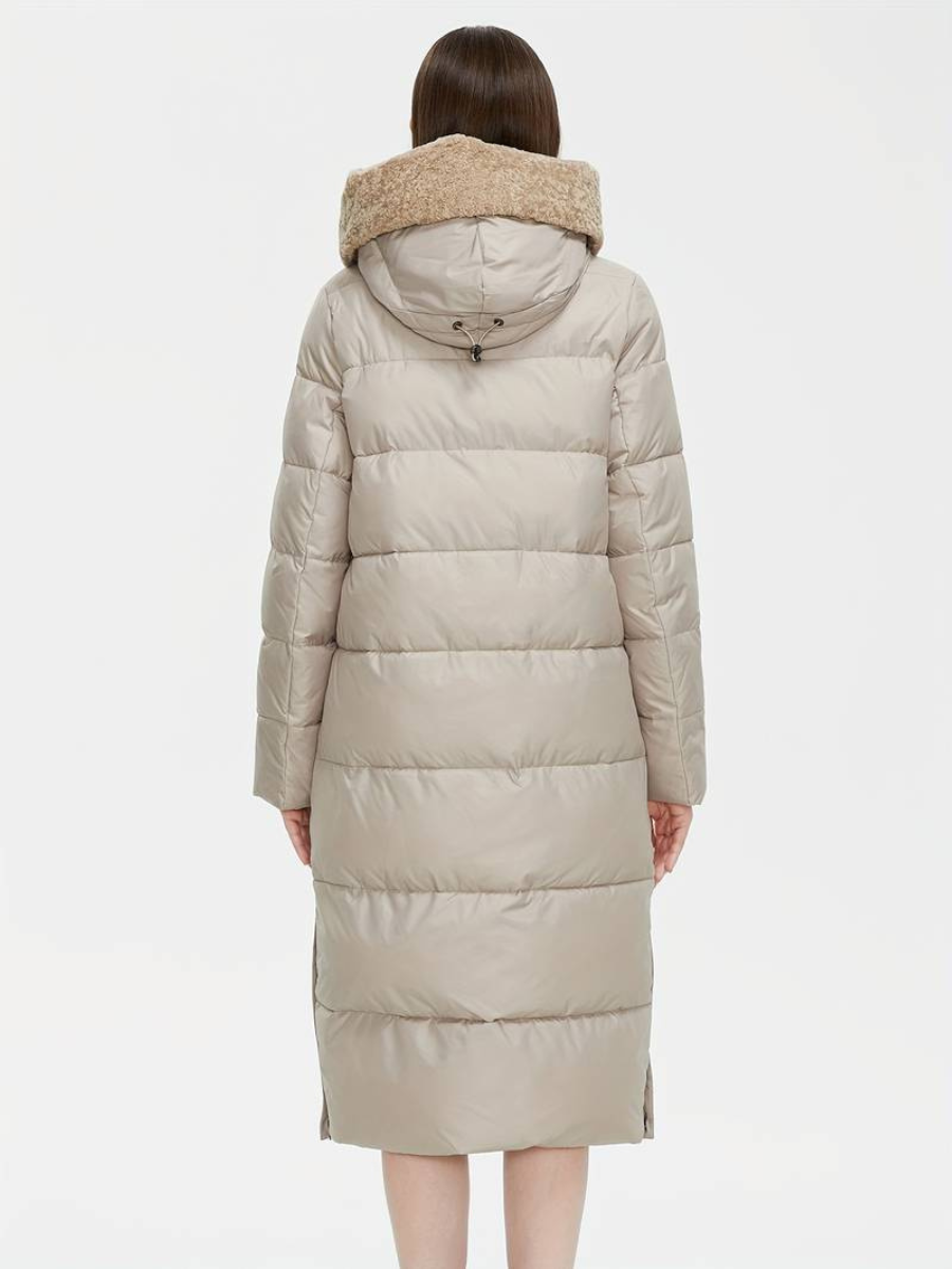 lang fluffy jakke med glidelås