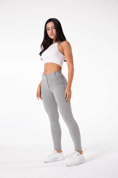 Tette lysegrå leggings med høy midje