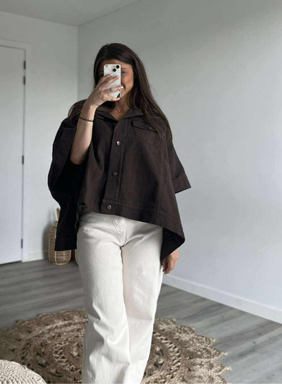 VICKY - Oversized Jeansskjorte Choco