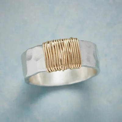 Vintage Gull Tråd Sølv Ring