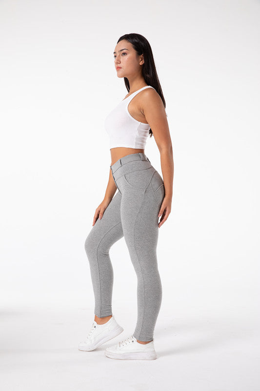 Tette lysegrå leggings med høy midje