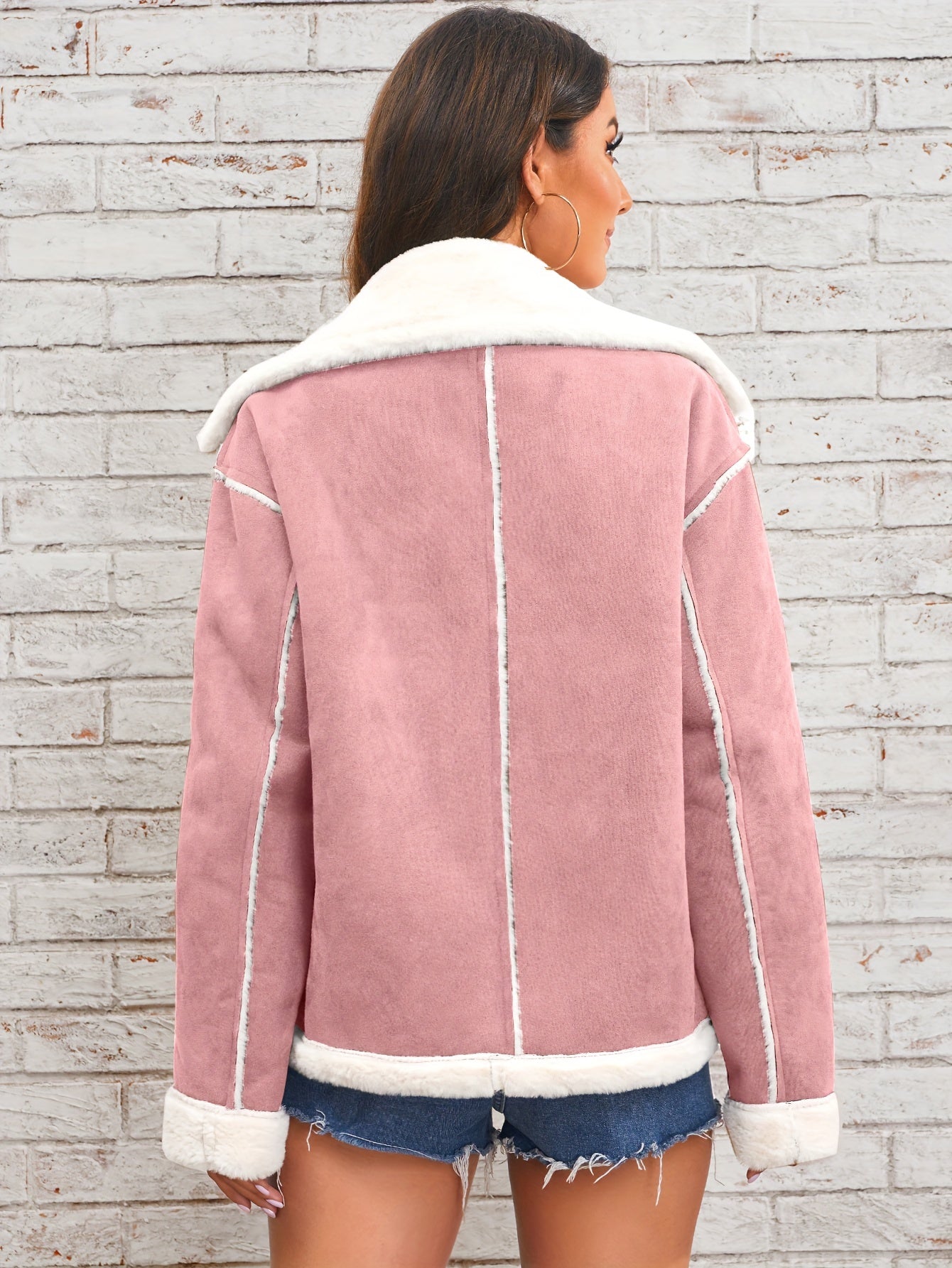 Lapel plysch jakke
