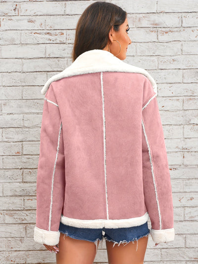 Lapel plysch jakke