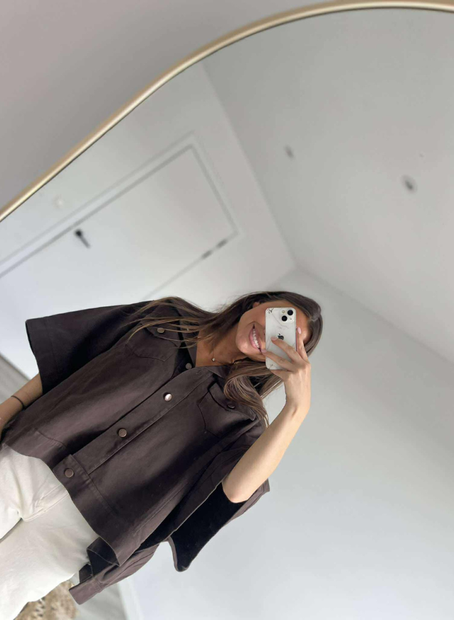 VICKY - Oversized Jeansskjorte Choco