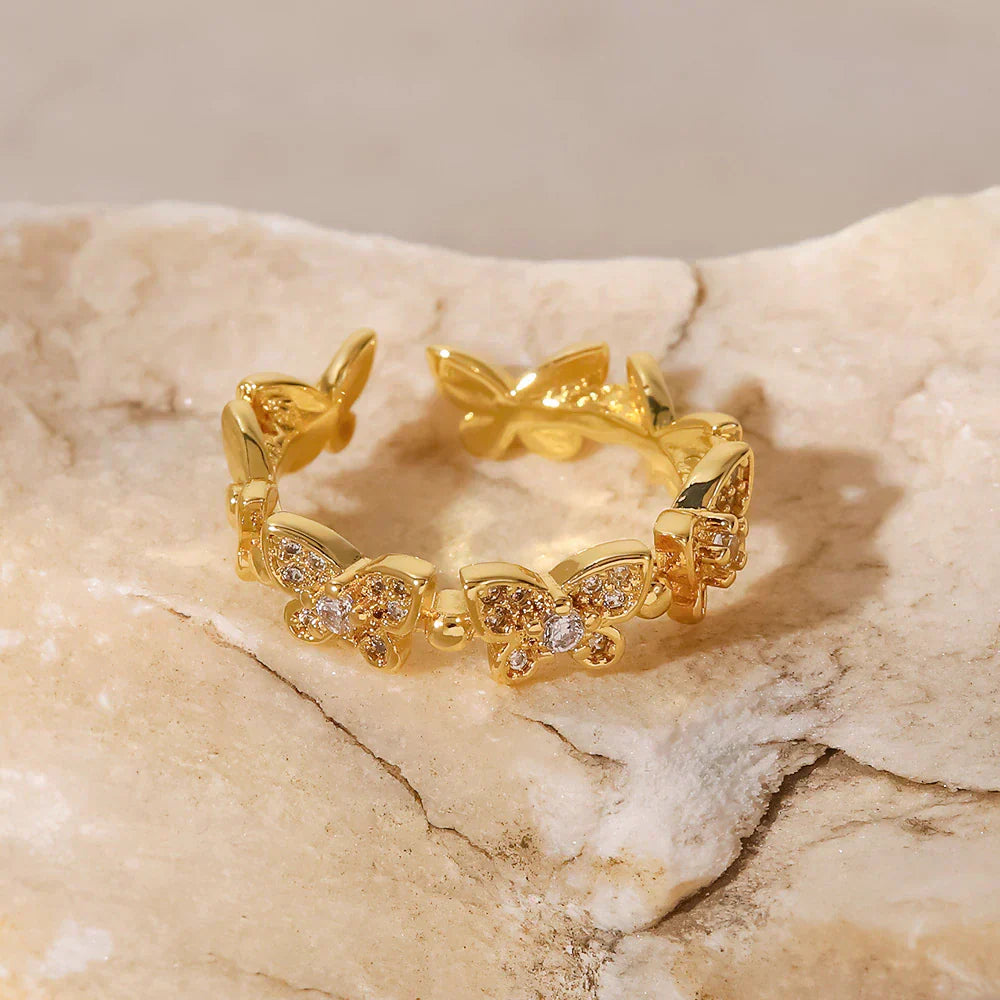 Smykkering Schmetterling | 18k Gull