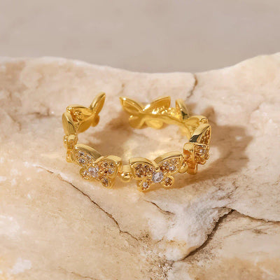 Smykkering Schmetterling | 18k Gull