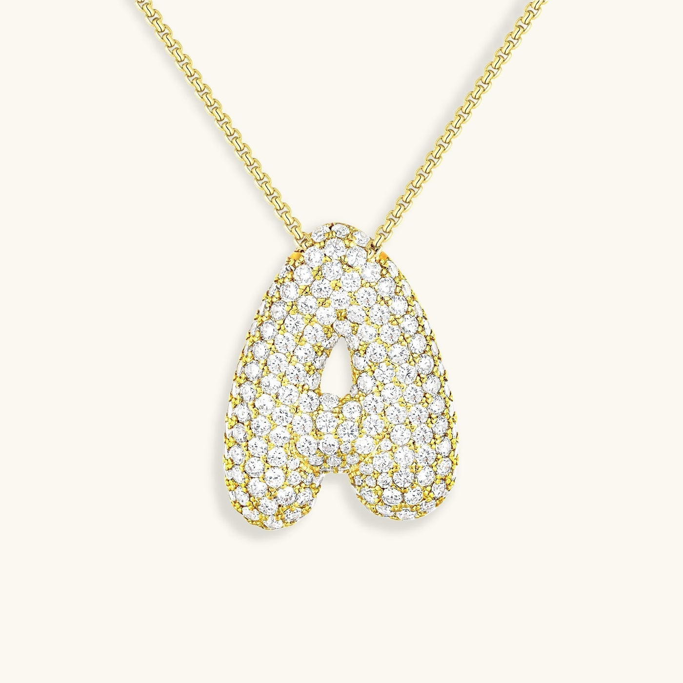 Navnesmykke Bubble med diamant | 18k Gull