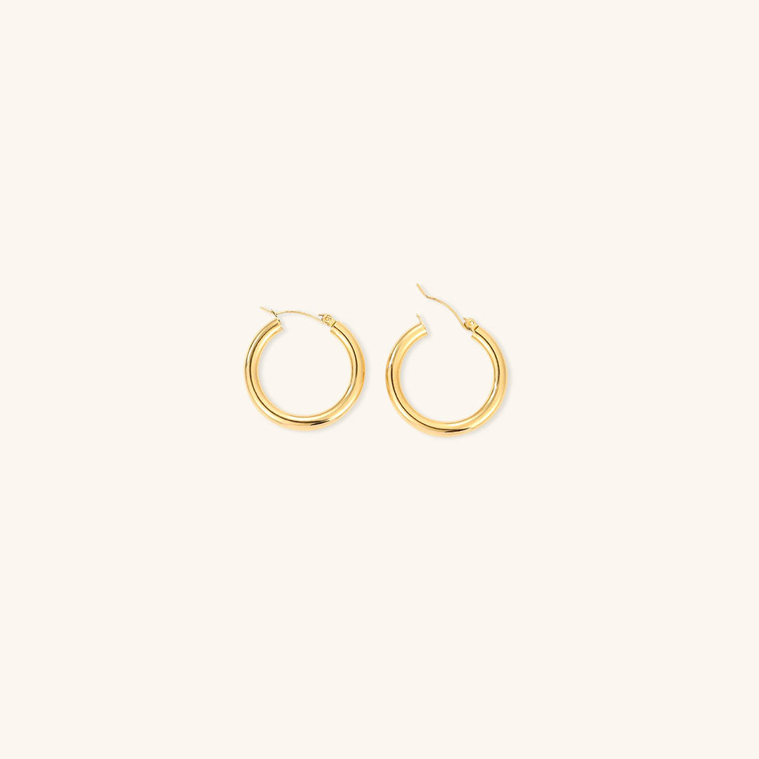Elegante brede runde øreringer | 18k gull