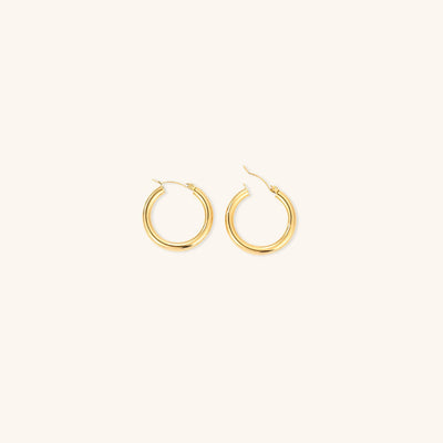 Elegante brede runde øreringer | 18k gull