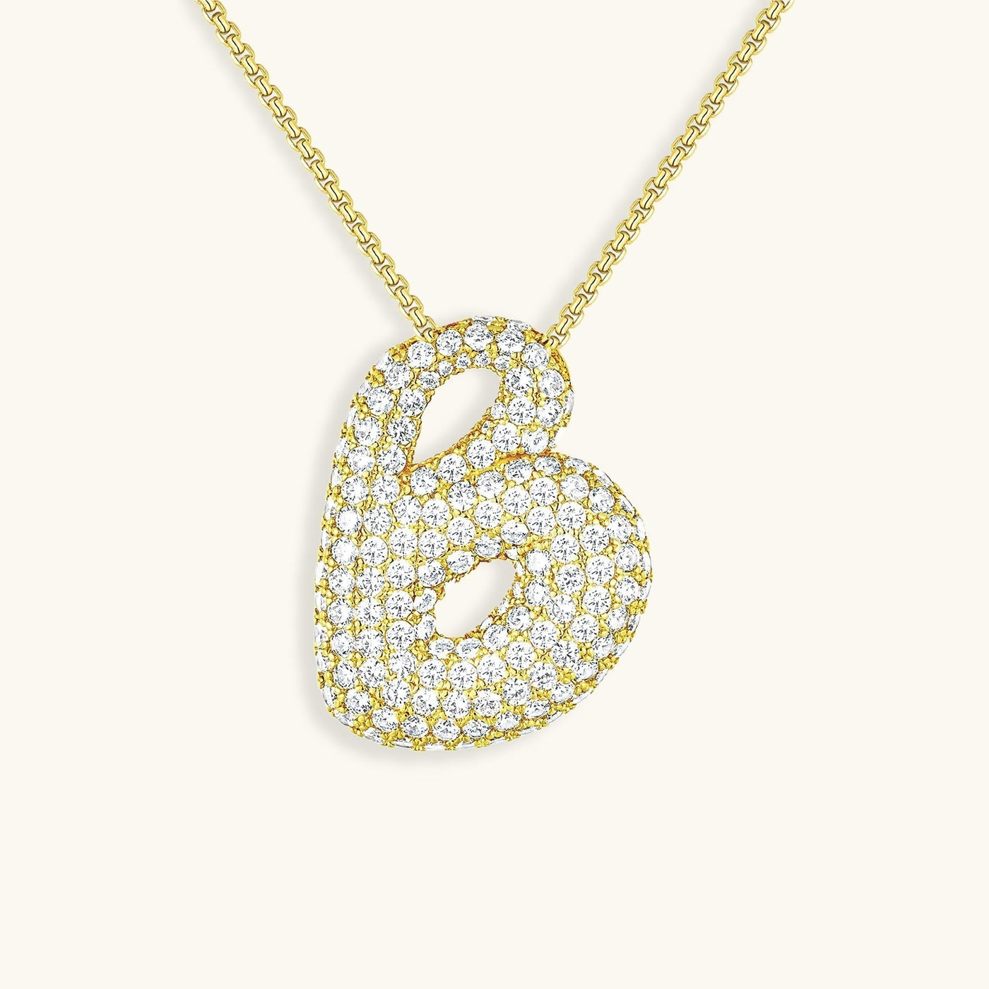 Navnesmykke Bubble med diamant | 18k Gull