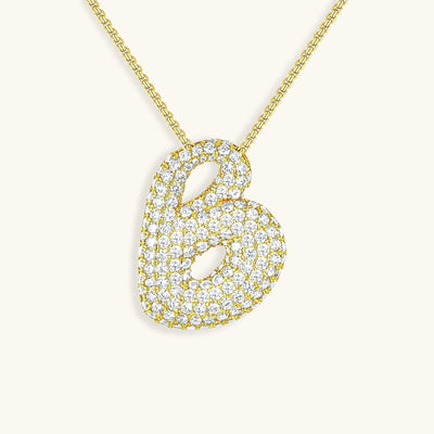Navnesmykke Bubble med diamant | 18k Gull
