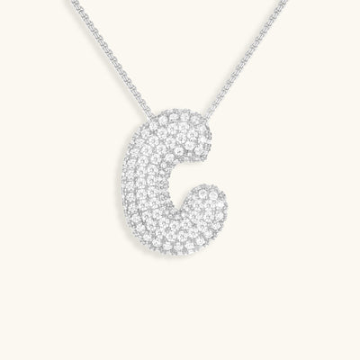 Navnesmykke Bubble med diamant | 18k Gull