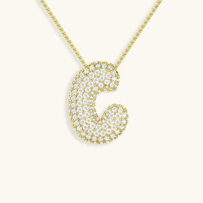 Navnesmykke Bubble med diamant | 18k Gull
