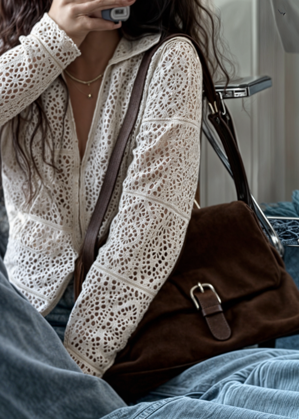 MM Ciel Suede Crossbody Bag