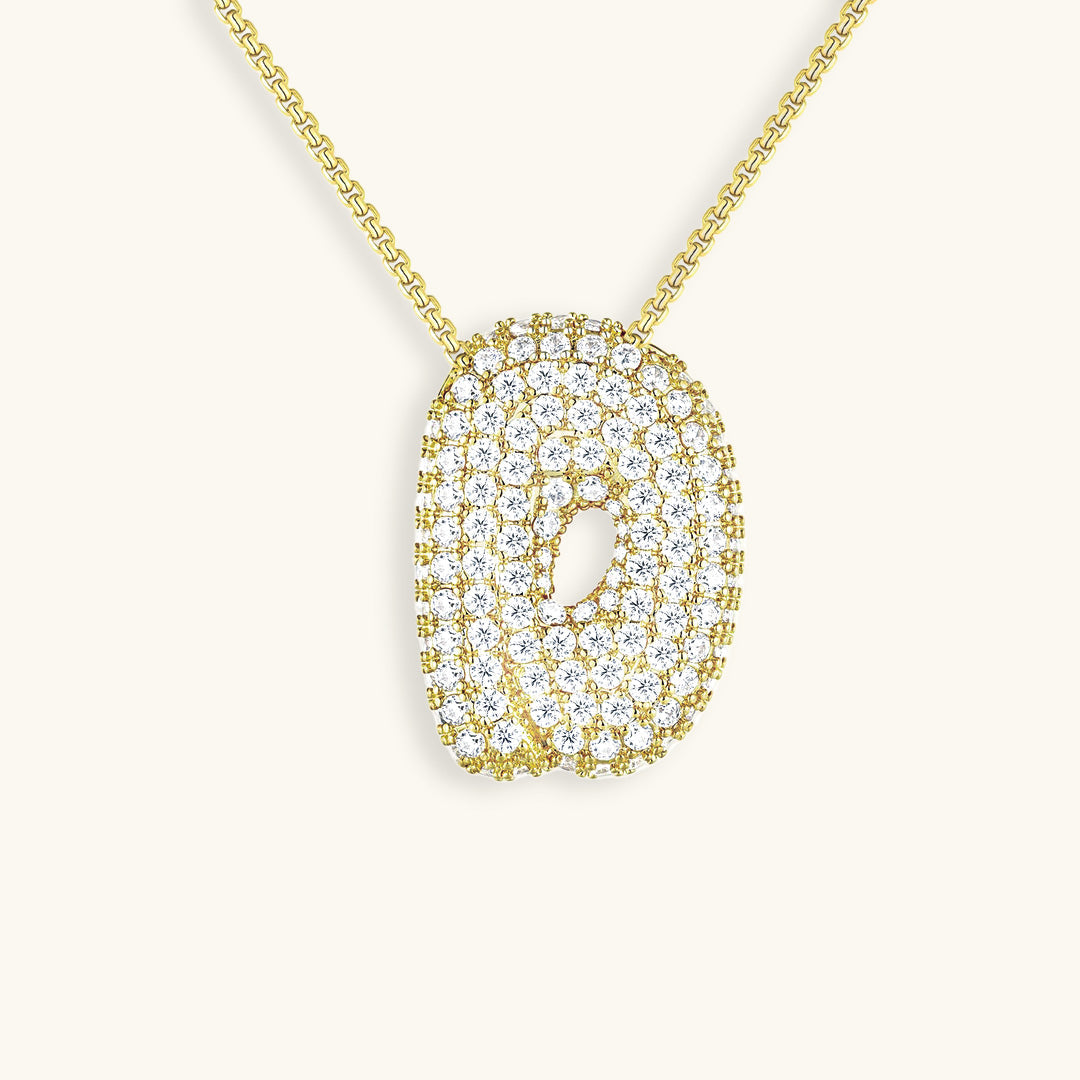 Navnesmykke Bubble med diamant | 18k Gull