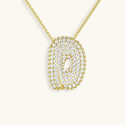 Navnesmykke Bubble med diamant | 18k Gull