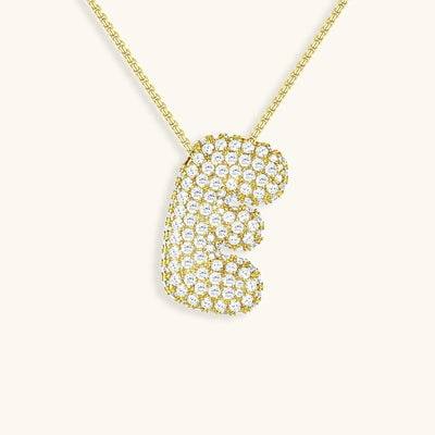 Navnesmykke Bubble med diamant | 18k Gull