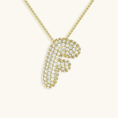 Navnesmykke Bubble med diamant | 18k Gull