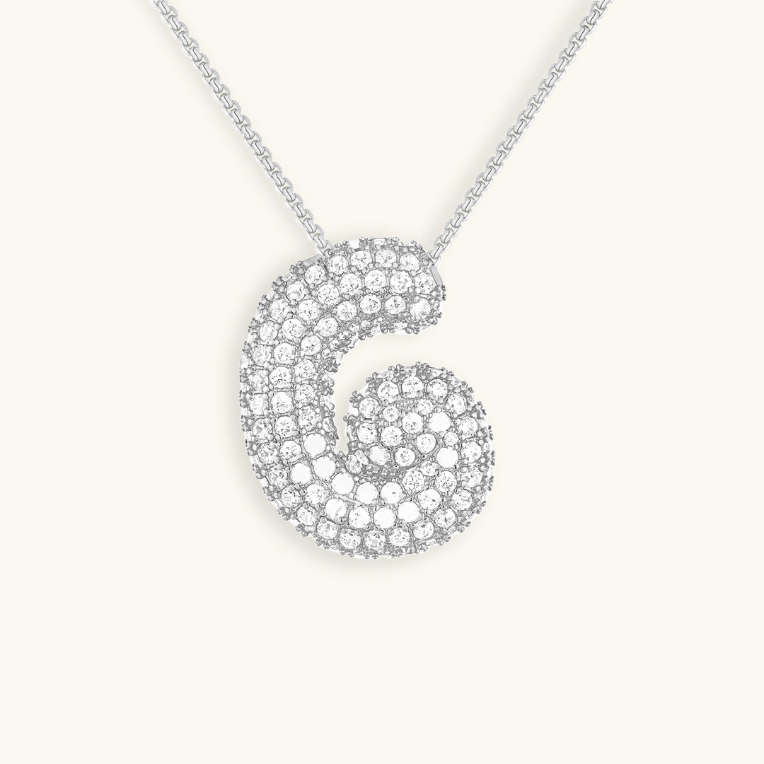 Navnesmykke Bubble med diamant | 18k Gull