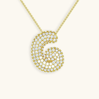Navnesmykke Bubble med diamant | 18k Gull
