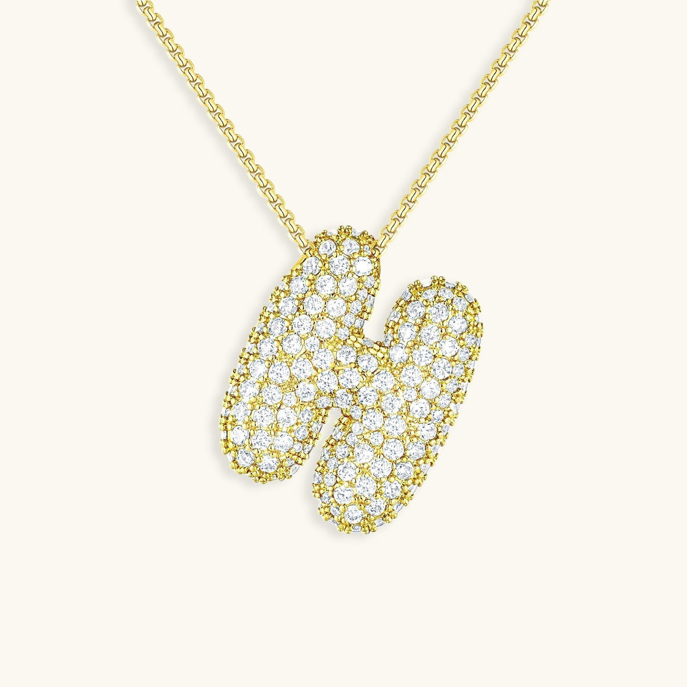 Navnesmykke Bubble med diamant | 18k Gull
